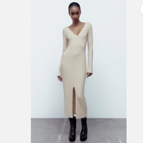 Zara Knit Maxi Dress with Middle Slit - Picture 1 of 6